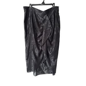 NWT🌿City Chic Black Jacquard Draped Skirt W20 Women’s Plus  Satin Sheen Midi